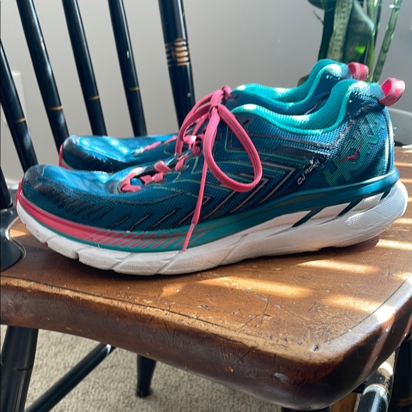 Hoka Shoes - Hoka - Clifton 4 Teal and Pink Running Shoes